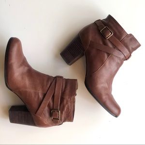 Cole Haan brown leather block heel ankle boots